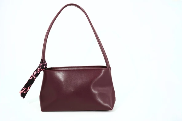 Biem Bordo Fularlı Baget Omuz Çantası ürün görseli 1