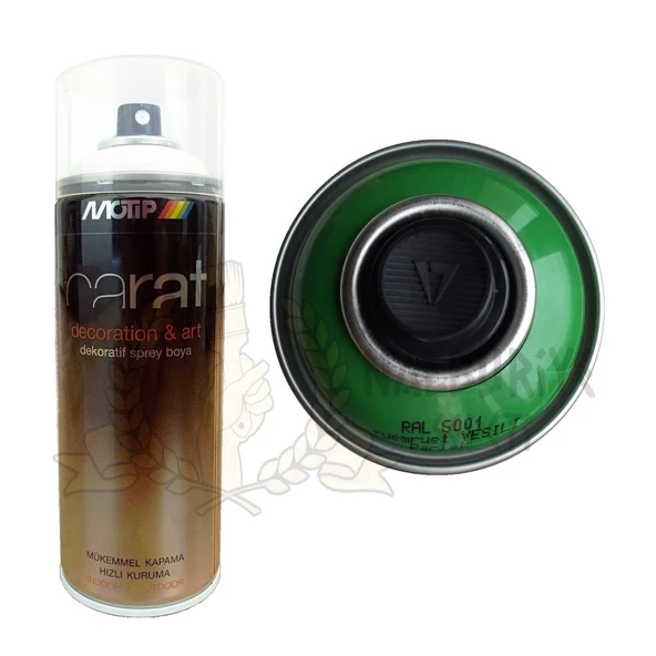 Motip Carat Akrilik Sprey Boya ZÜMRÜT YEŞİL PARLAK 400 ml - RAL6001 ürün görseli 1