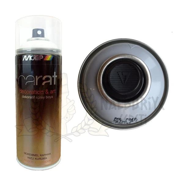 Motip Carat Akrilik Sprey Boya BETON GRİ PARLAK 400 ml - RAL7040 ürün görseli 1