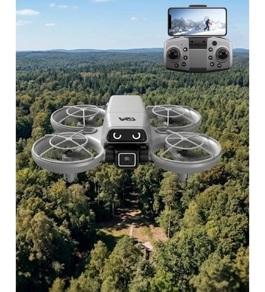Abatech Drone V8 Mini Drone Hd Kameralı Wifi Fpv Telefon Ekranlı Akıllı Drone Beyaz ürün görseli 1