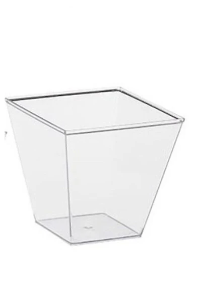 Sofora 5x6 Cm Küçükkkkkkkkkkkk Boyuna Dikkat Edin Prizma Mika Plastik Sunum Kabı Kübik Kase 120 Cc **25** ürün görseli 1