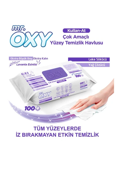 MR.OXY Mr. Oxy Kullan-At Lavanta Kokulu Yüzey Temizlik Havlusu 100 Yaprak ürün görseli 1