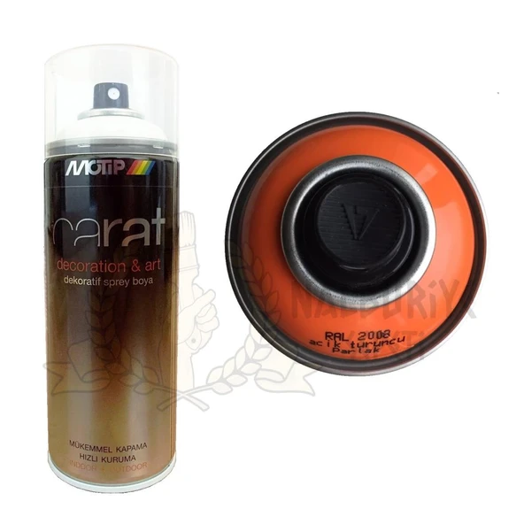 Motip Carat Akrilik Sprey Boya AÇIK TURUNCU PARLAK 400 ml - RAL2008 ürün görseli 1
