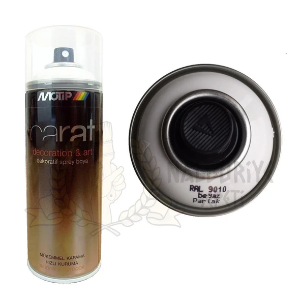 Motip Carat Akrilik Sprey Boya BEYAZ PARLAK 400 ml - RAL9010 ürün görseli 1