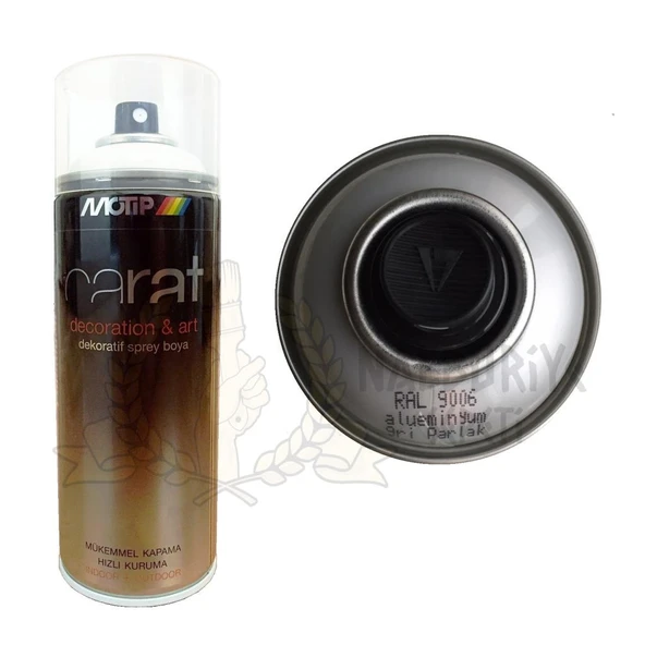 Motip Carat Akrilik Sprey Boya ALÜMİNYUM GRİ PARLAK 400 ml - RAL9006 ürün görseli 1