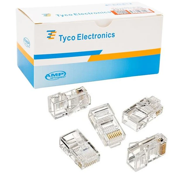 PowerMaster PM-5992 AMP Cat6 RJ45 CAT5/6/7 Konnektör (100'lü Paket) ürün görseli 1
