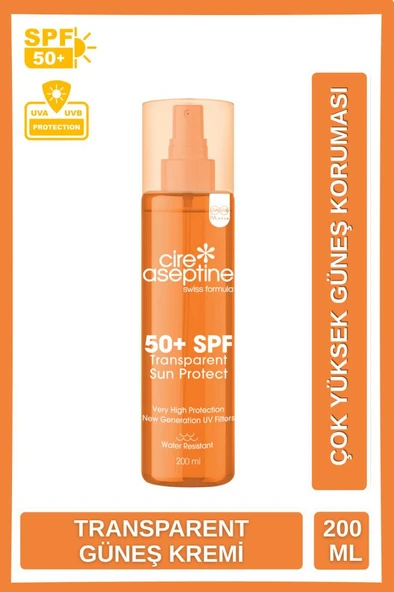 Cire Aseptine Transparent Sun Protect 50+ SPF Leke Karşıtı Şeffaf İz Bırakmaz Güneş Kremi 200 ml ürün görseli 1