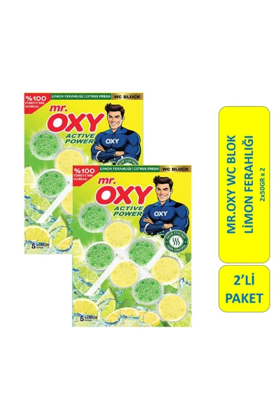 MR.OXY Mr. Oxy Wc Blok 2'li Limon Ferahlığı x 2 Adet ürün görseli 1