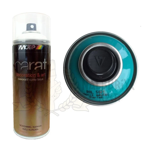 Motip Carat Akrilik Sprey Boya DENİZ MAVİ PARLAK 400 ml - RAL5021 ürün görseli 1
