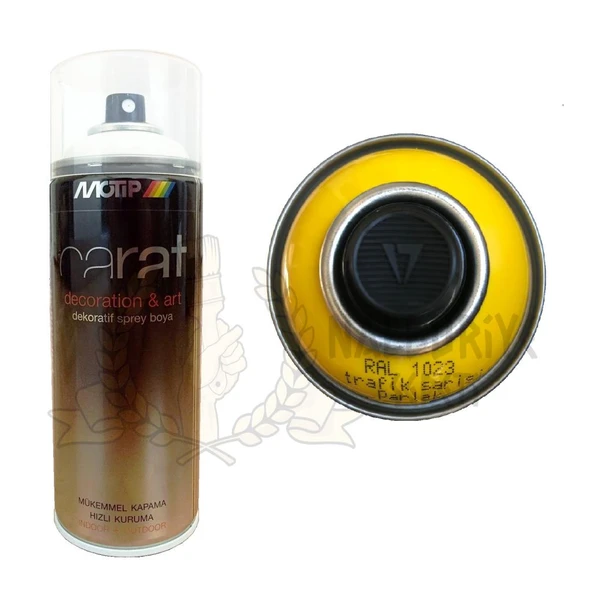 Motip Carat Akrilik Sprey Boya TRAFİK SARI PARLAK 400 ml - RAL1023 ürün görseli 1