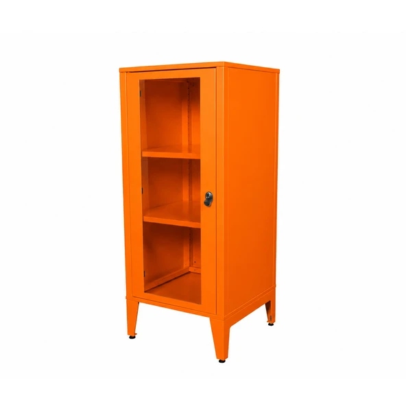 Alfafonet Ziglat Serisi Kilitli Metal Home Office Dolabı Cam Kapaklı Turuncu 450x1050x450 mm ürün görseli 1