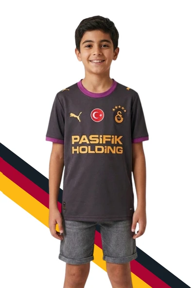 GS FRM 045 785016 GALATASARAY ORJİNAL LİSANSLI PUMA 2026/2027 DEPLASMAN SİYAH ÇOCUK  FORMA ürün görseli 1