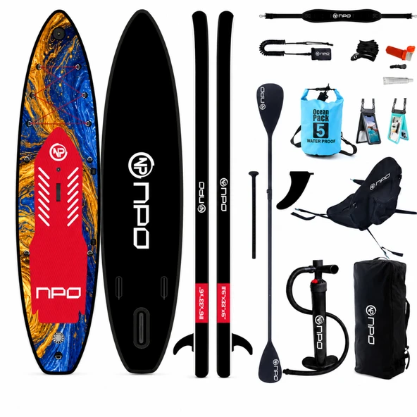 NPO Flow Stone 350x84x15cm Şişme Premium SUP Paddle Board 162kg Kürek Pompa Çanta Koltuklu Full Set ürün görseli 1