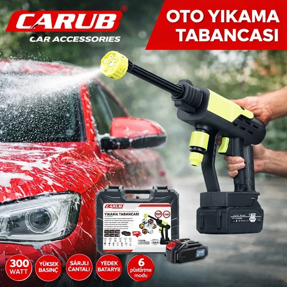CARUB Oto Yıkama Tabanca 6 Mod Şarjlı 300W Yedek Batarya + Çantalı ürün görseli 1