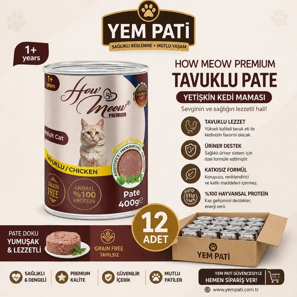 How Meow Pate Yetişkin Kedi Maması Tavuklu    12ADET ürün görseli 1