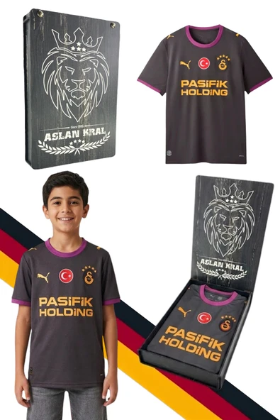 GS FRM 045 785016 GALATASARAY ORJİNAL LİSANSLI PUMA 2026/2027 DEPLASMAN SİYAH ÇOCUK  FORMA LAZER KUTU HEDİYE ürün görseli 1