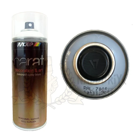 Motip Carat Akrilik Sprey Boya ÇAKIL GRİ PARLAK 400 ml - RAL7001 ürün görseli 1