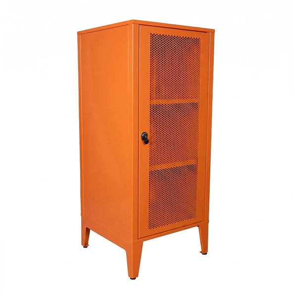 Alfafonet Ziglat Serisi Kilitli Metal Home Office Dolabı %70 Perfore Kapaklı Turuncu 450x1050x450 mm ürün görseli 1