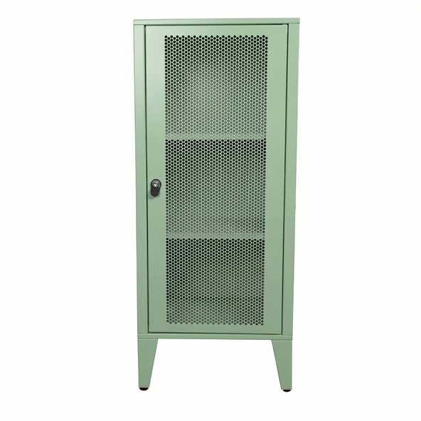 Alfafonet Ziglat Serisi Kilitli Metal Home Office Dolabı %70 Perfore Kapaklı Yeşil 450x1050x450 mm ürün görseli 1