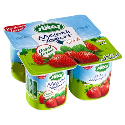 sütaş Meyveli Yoğurt 4Lü 115 G Çilek (7'li Paket) ürün görseli 1
