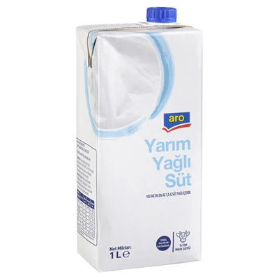 aro Süt 12 X 1 L Yarım Yağlı (8'li Paket) ürün görseli 1