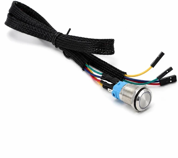 Metal Ledli Kasa Start Power Butonu Kablolu  60 cm 12 mm ürün görseli 1