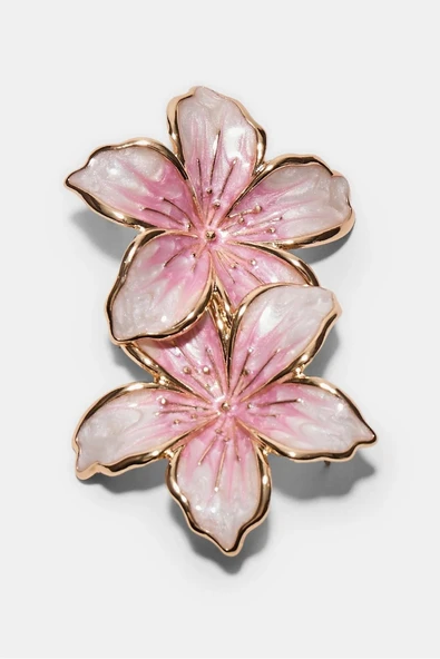 Pembe Mineli Çiçek Premium Çelik Küpe ürün görseli 1