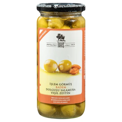 TARİŞ Yeşil Zeytin 485 G Bademli (8'li Paket) ürün görseli 1
