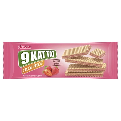 ÜLKER 9Kat Tat Gofret İnce 16 X 114 G Çilekli (5'li Paket) ürün görseli 1