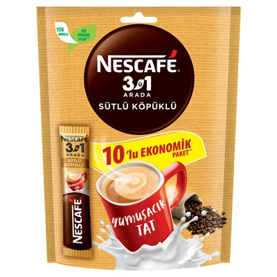 NESCAFE 3'ü 1 Arada Kahve 10*18 G Sütlü Köpüklü (7'li Paket) ürün görseli 1