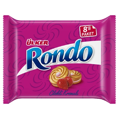 ÜLKER Rondo Bisküvi 8 X 61 G Çilek-Krema (8'li Paket) ürün görseli 1