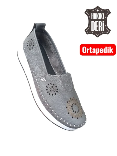 Viyolas Hakiki Deri Kadın Ayakkabısı Lastikli Ç L - Resim 2