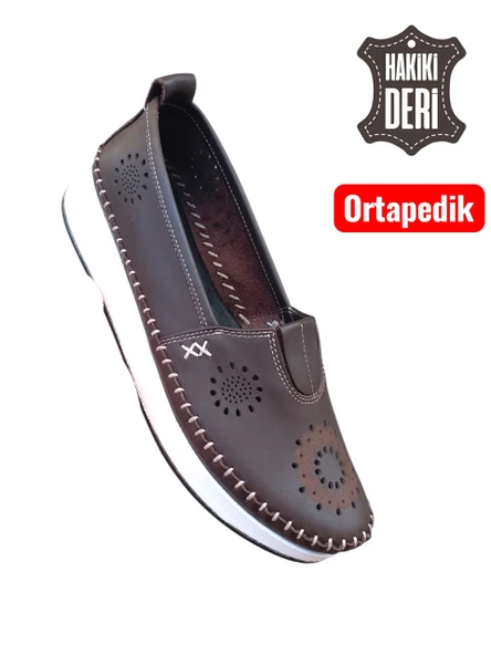 Viyolas Hakiki Deri Kadın Ayakkabısı Lastikli Ç L - Resim 3