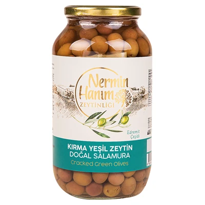 Nermin Hanım ZEYTİNLİĞİ Edremit Yeşil Kırma Zeytin 950G 260-290 (3'li Paket) ürün görseli 1