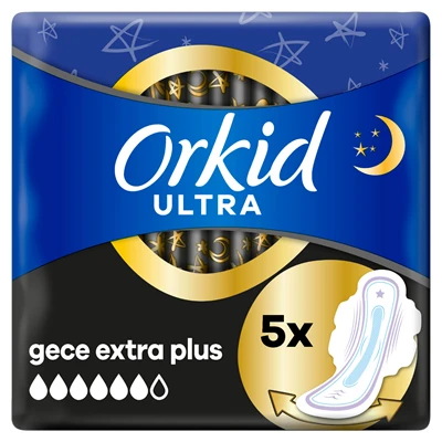 Orkid Hijyenik Ped Ultra Kanatlı Gece Extra 5Li (7'li Paket) ürün görseli 1