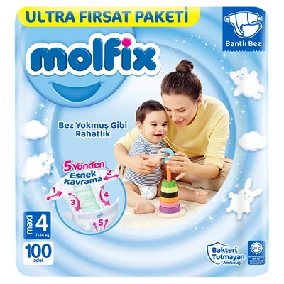 molfix Ultra Fırsat Bebek Bezi Maxı 100Lü (6'li Paket) ürün görseli 1