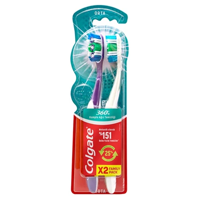 Colgate 360 Diş Fırçası 1+1 Orta (4'li Paket) ürün görseli 1