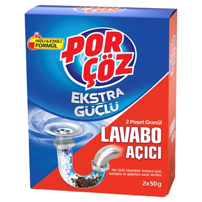 POR ÇÖZ Lavabo Açıcı Granül 2Li 50 G (8'li Paket) ürün görseli 1