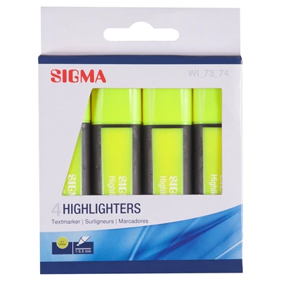 SIGMA Wi_73_74 Fosforlu Kalem 4 Lü Sarı (8'li Paket) ürün görseli 1
