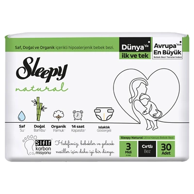 Sleepy Natural Jumbo Bebek Bezi Midi 30Lu (5'li Paket) ürün görseli 1