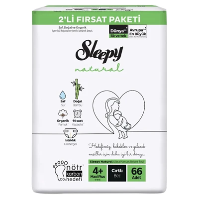 Sleepy Natural 2Li Fırsat Bebek Bezi Maxi + 66Lı (3'li Paket) ürün görseli 1