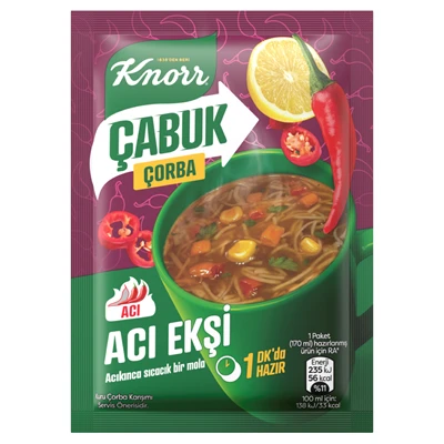 Knorr Çabuk Çorba 19 G Acı Ekşi (8'li Paket) ürün görseli 1
