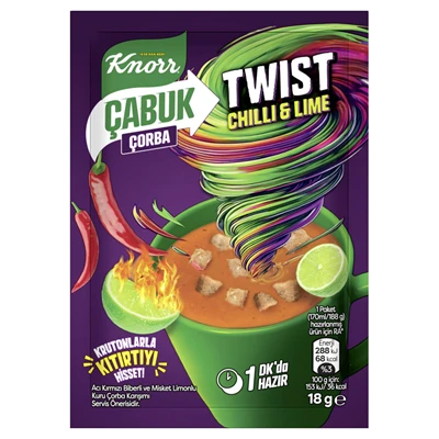 Knorr Çabuk Çorba Chıllı Lıme 18 G Cheesy (8'li Paket) ürün görseli 1