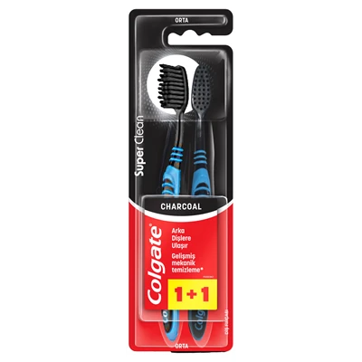 Colgate Super Clean Diş Fırçası 1+1 Siyah (6'li Paket) ürün görseli 1