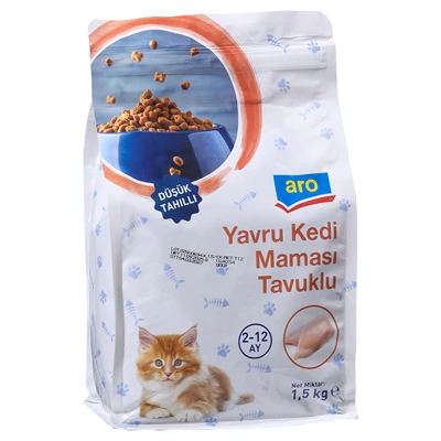 aro Kedi Maması Az Tahıllı 1,5 Kg Tavuklu Yavru Kediler İçin (7'li Paket) ürün görseli 1
