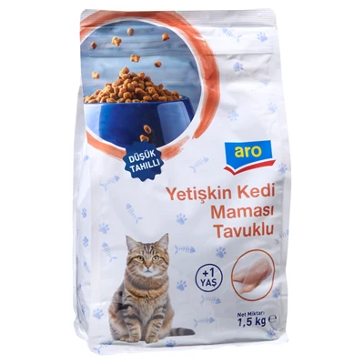 aro Kedi Maması Az Tahıllı 1,5 Kg Tavuklu (4'li Paket) ürün görseli 1