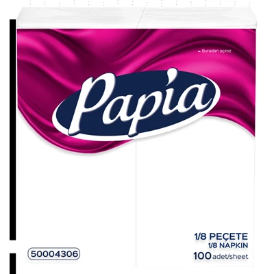 Papia Peçete 1/8 33*33cm 100ad Beyaz (6'li Paket) ürün görseli 1