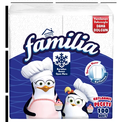 familia Desenli Peçete 1/8 Katlama 30*30cm 100Lü Kar Tanesi (8'li Paket) ürün görseli 1