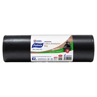 Polmix 800 Gr Konteyner Çöp Poşeti 90*125 Cm 10 Adet Siyah (8'li Paket) ürün görseli 1