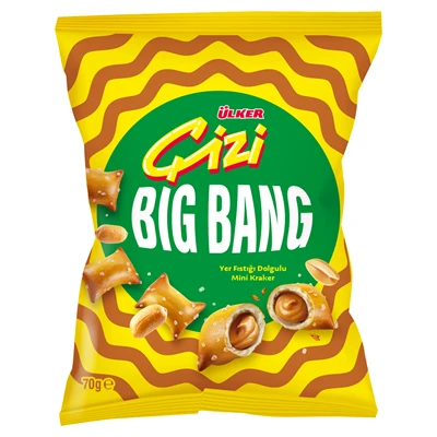 ÜLKER Çizi Big Bang Kraker 18 X 70 G Yer Fıstıklı (5'li Paket) ürün görseli 1